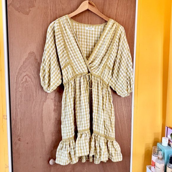 Max Studio Yellow Plaid Mini Dress - Picture 4 of 12
